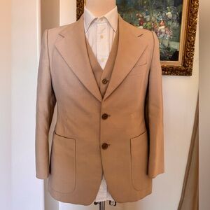 Yves Saint Laurent Made in France Vintage 1970s Jacket & Vest in Ecru Size 38